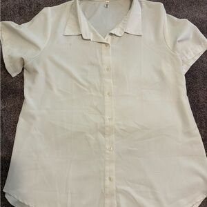 Elegant White Short Sleeve Button Down Shirt